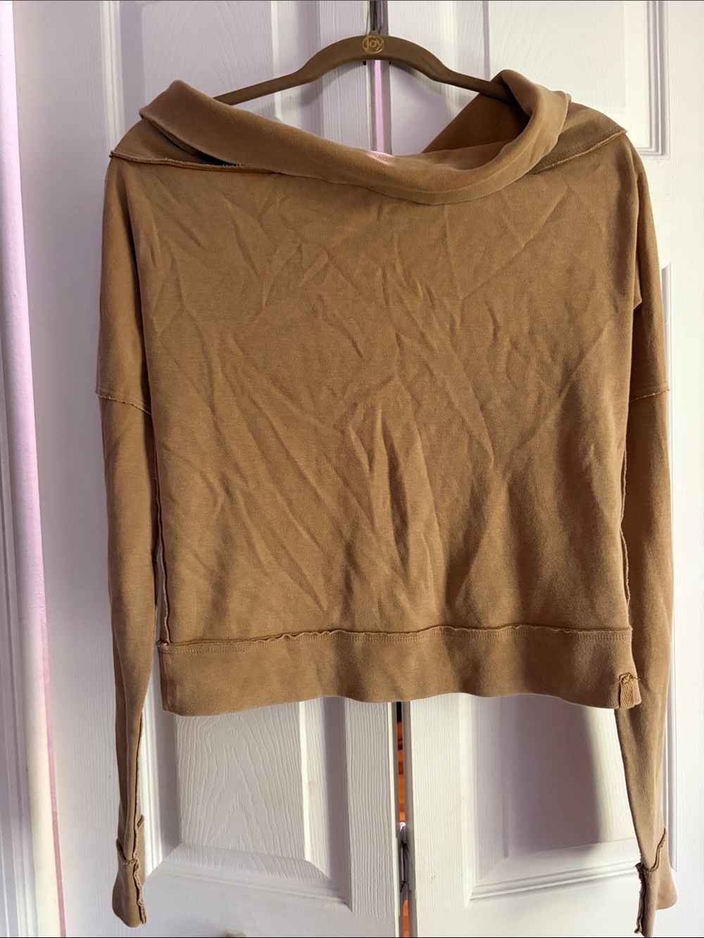 We The Free Camel Wide Cowl Neck Pullover Sweater